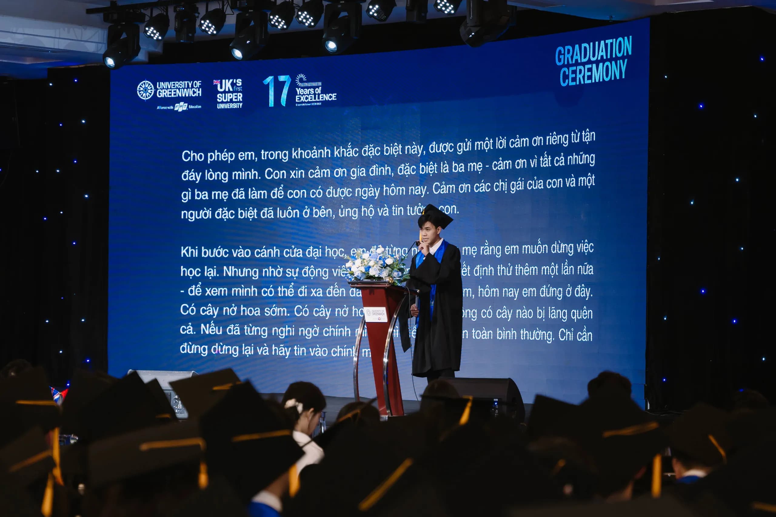 Valedictorian award moment