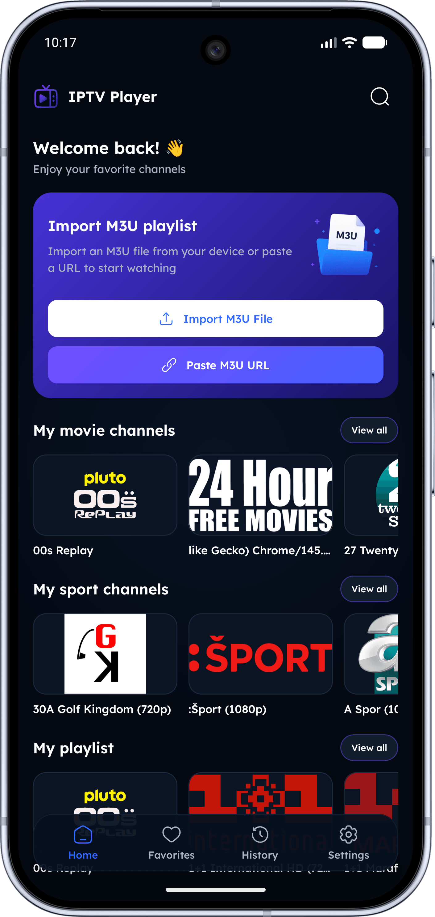 IPTV app screenshot