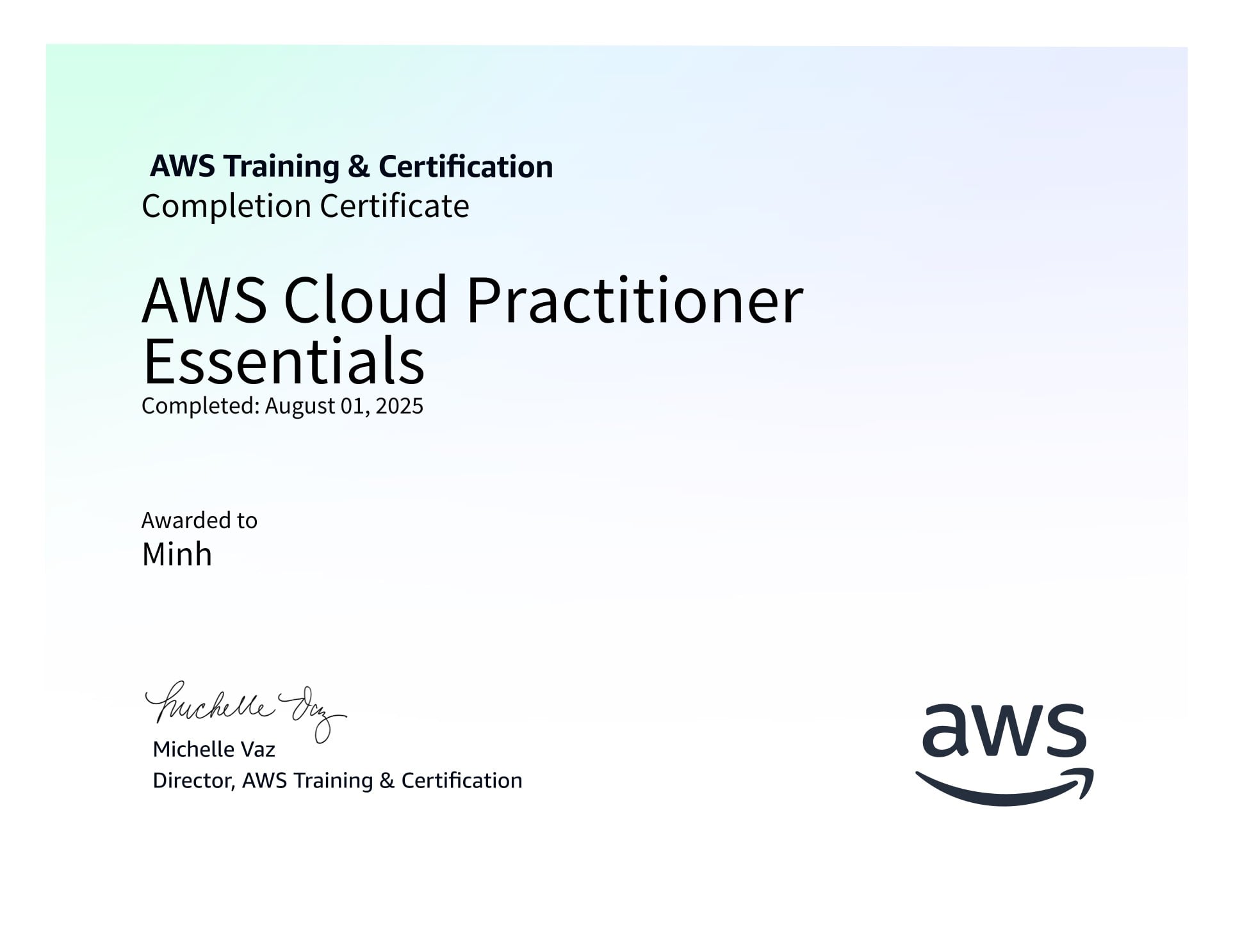 AWS Certified Cloud Practitioner certificate
