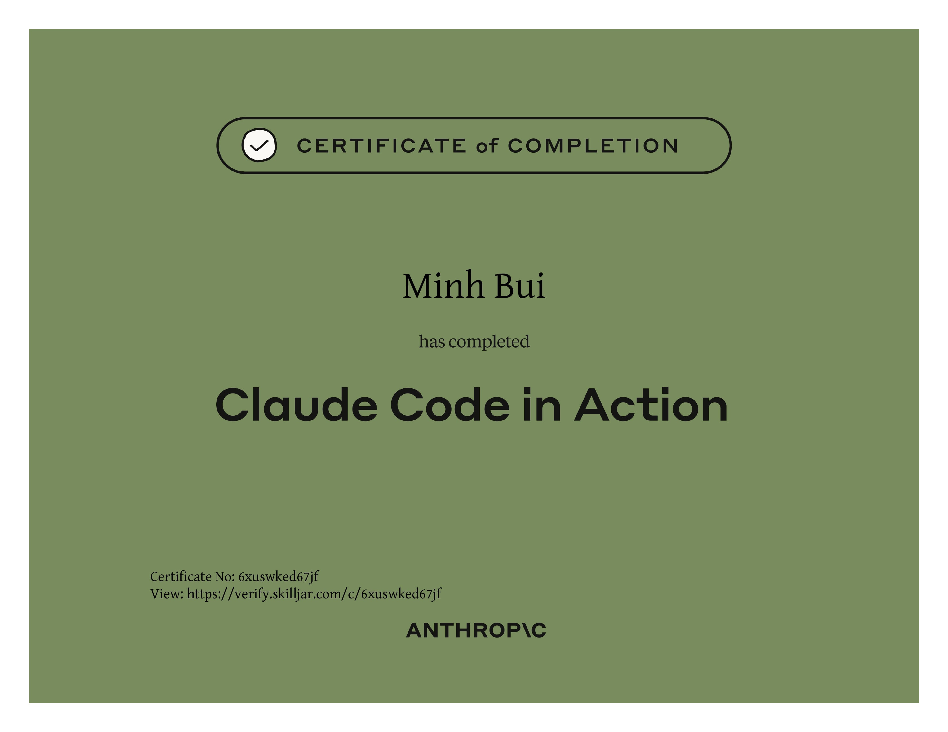 Claude Code in Action certificate